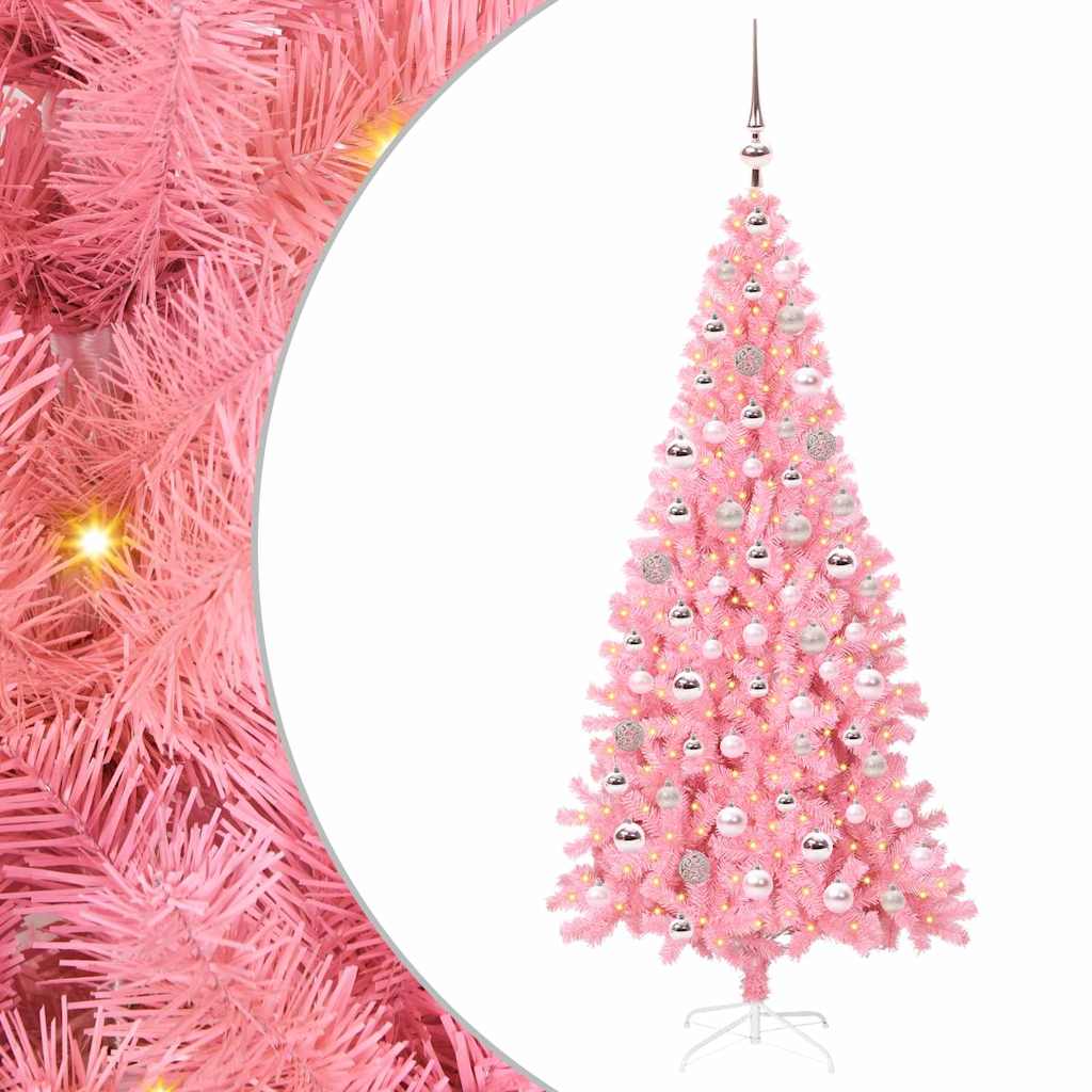 Sapin de Noël avec 300 LED avec support Rose 180 cm PVC - XIOS