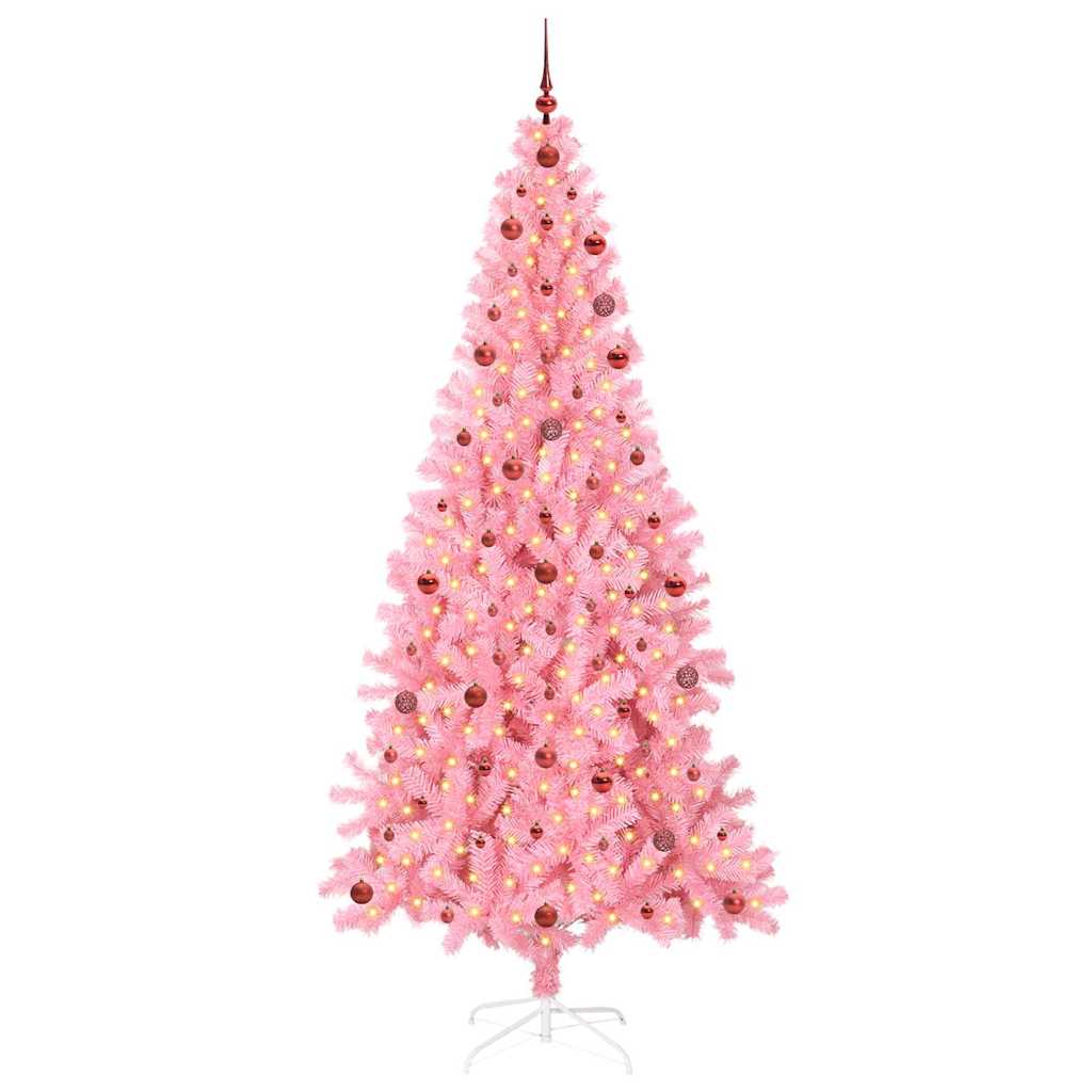 Sapin de Noël avec 300 LED avec support Rose 240 cm PVC - XIOS
