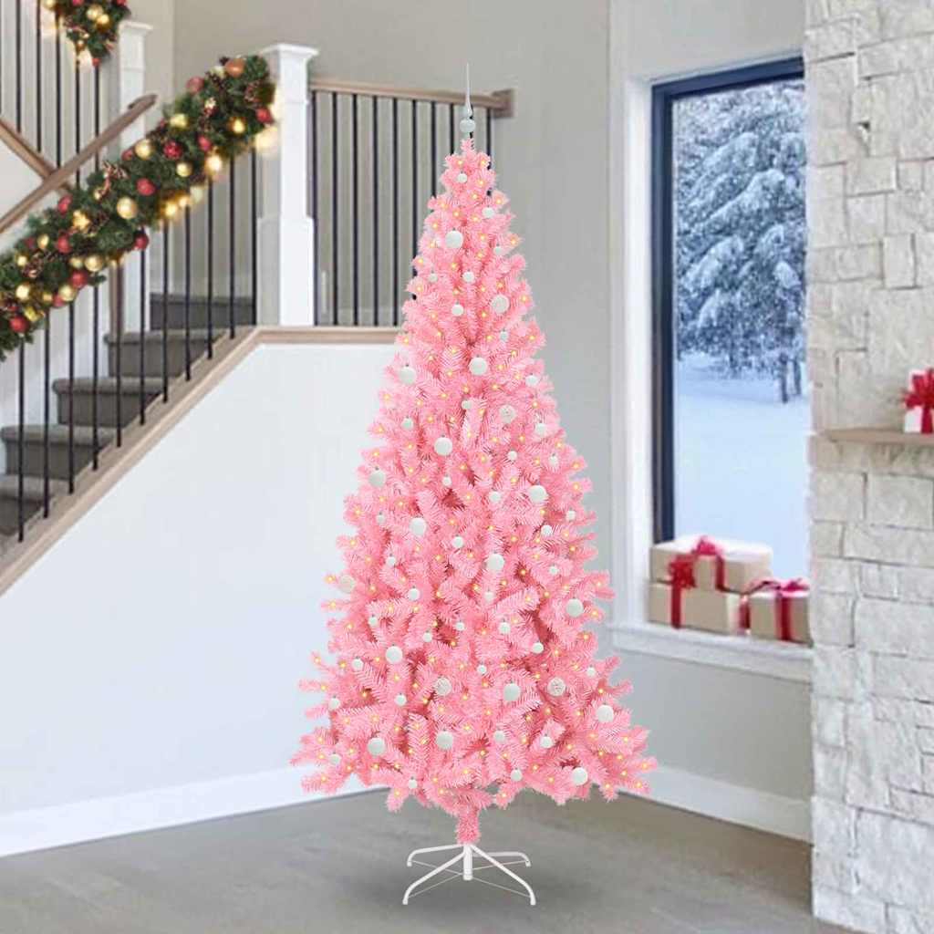 Sapin de Noël avec 300 LED avec support Rose 240 cm PVC - XIOS