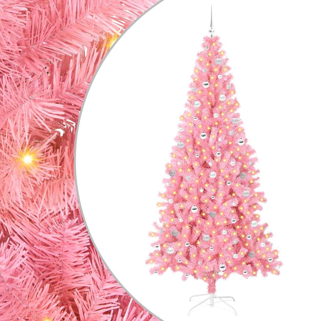 Sapin de Noël avec 300 LED avec support Rose 240 cm PVC - XIOS