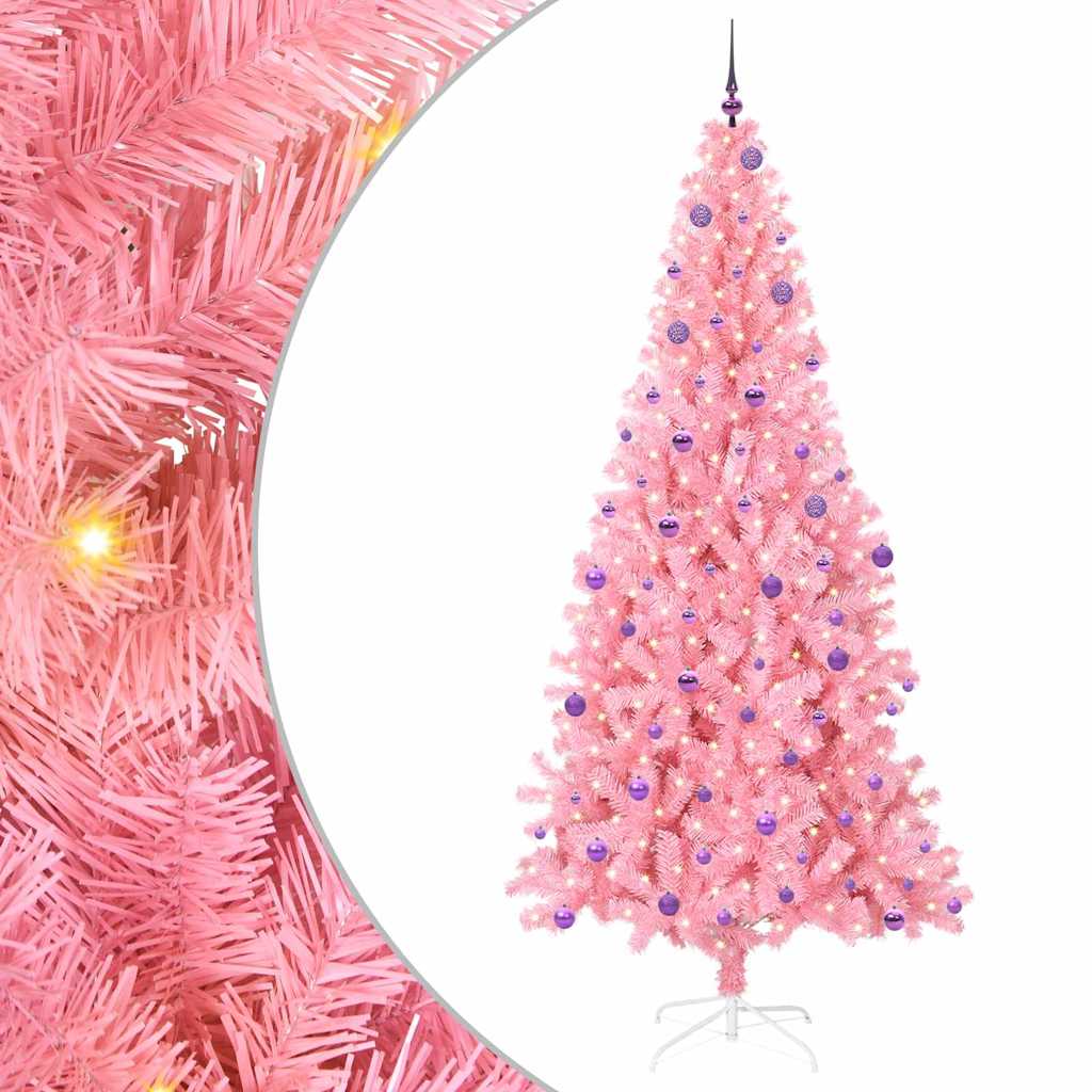 Sapin de Noël avec 300 LED avec support Rose 240 cm PVC - XIOS