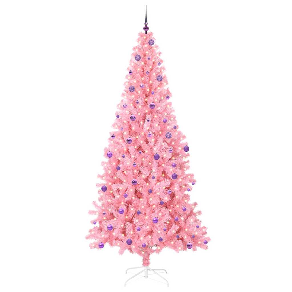 Sapin de Noël avec 300 LED avec support Rose 240 cm PVC - XIOS