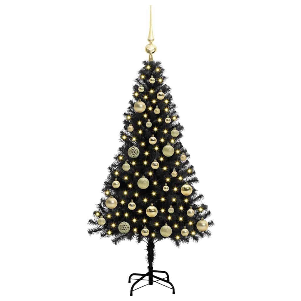 Sapin de Noël avec 150 LED avec support Noir 120 cm PVC - XIOS