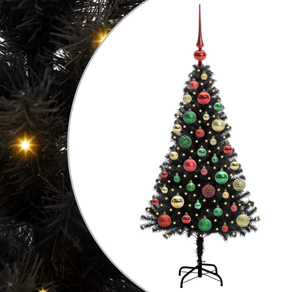 Sapin de Noël avec 150 LED avec support Noir 120 cm PVC - XIOS