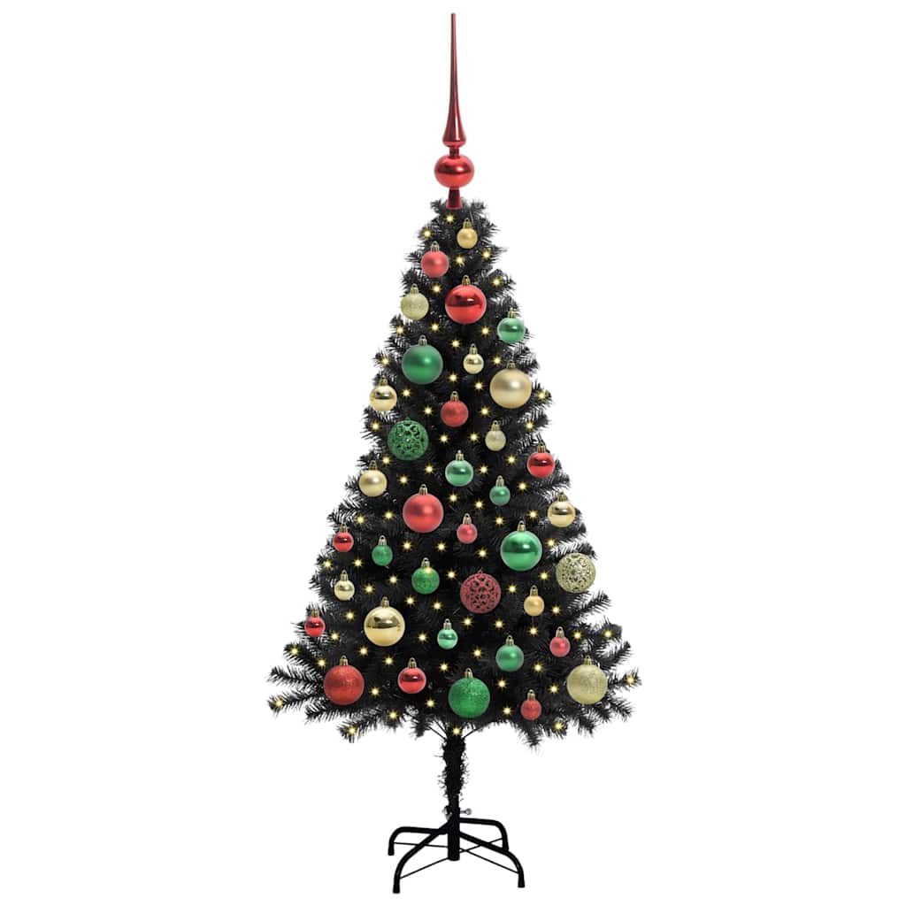 Sapin de Noël avec 150 LED avec support Noir 120 cm PVC - XIOS