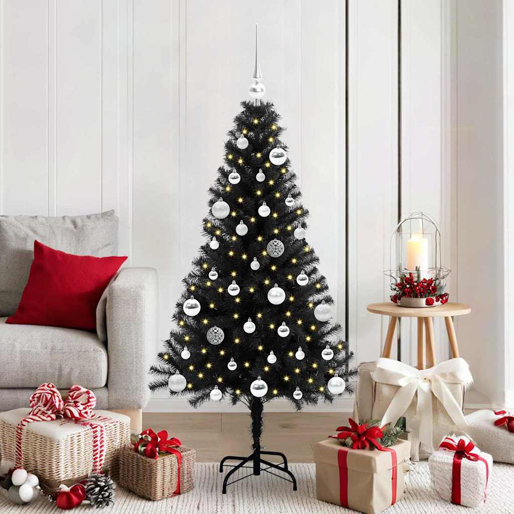 Sapin de Noël avec 150 LED avec support Noir 150 cm PVC - XIOS