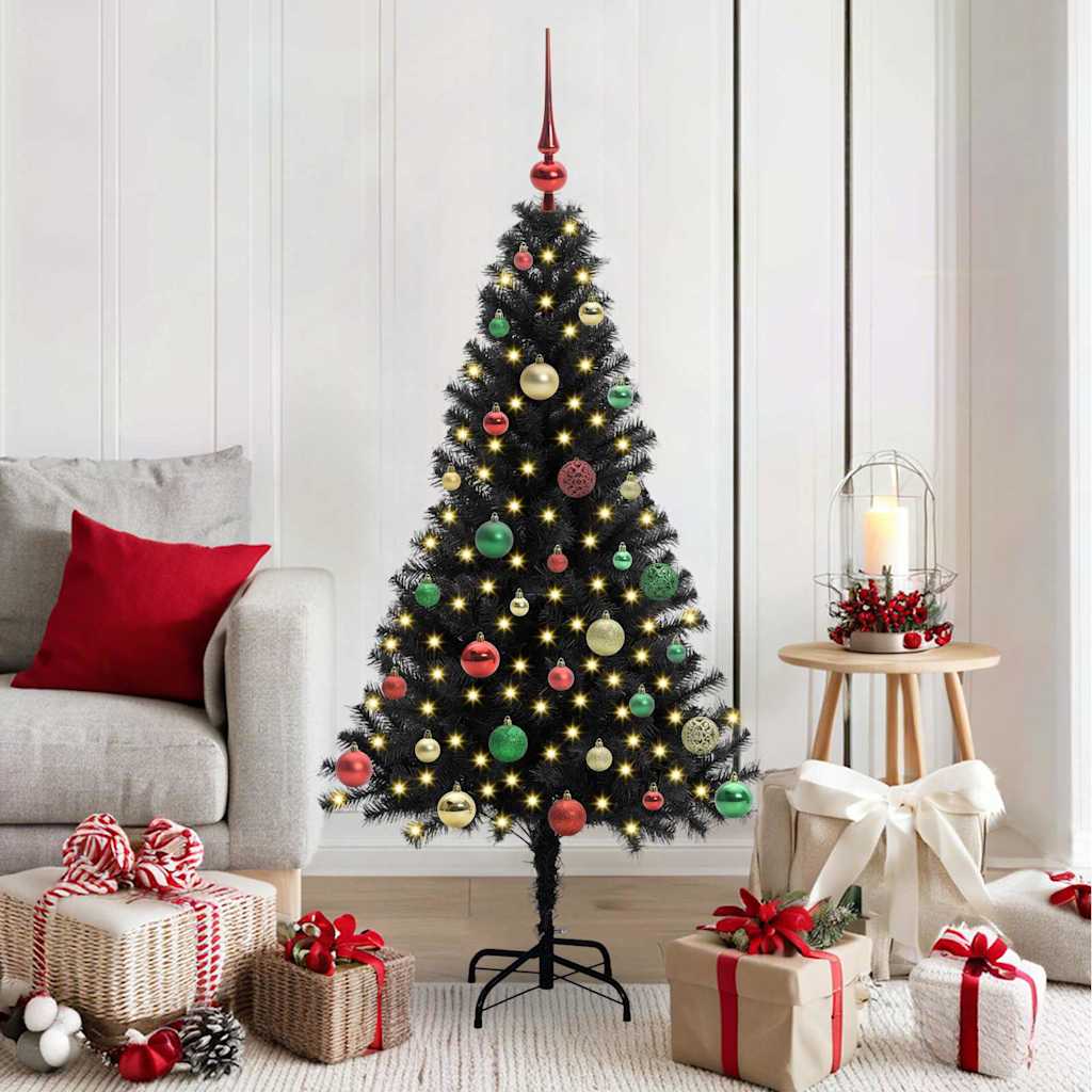 Sapin de Noël avec 150 LED avec support Noir 150 cm PVC - XIOS
