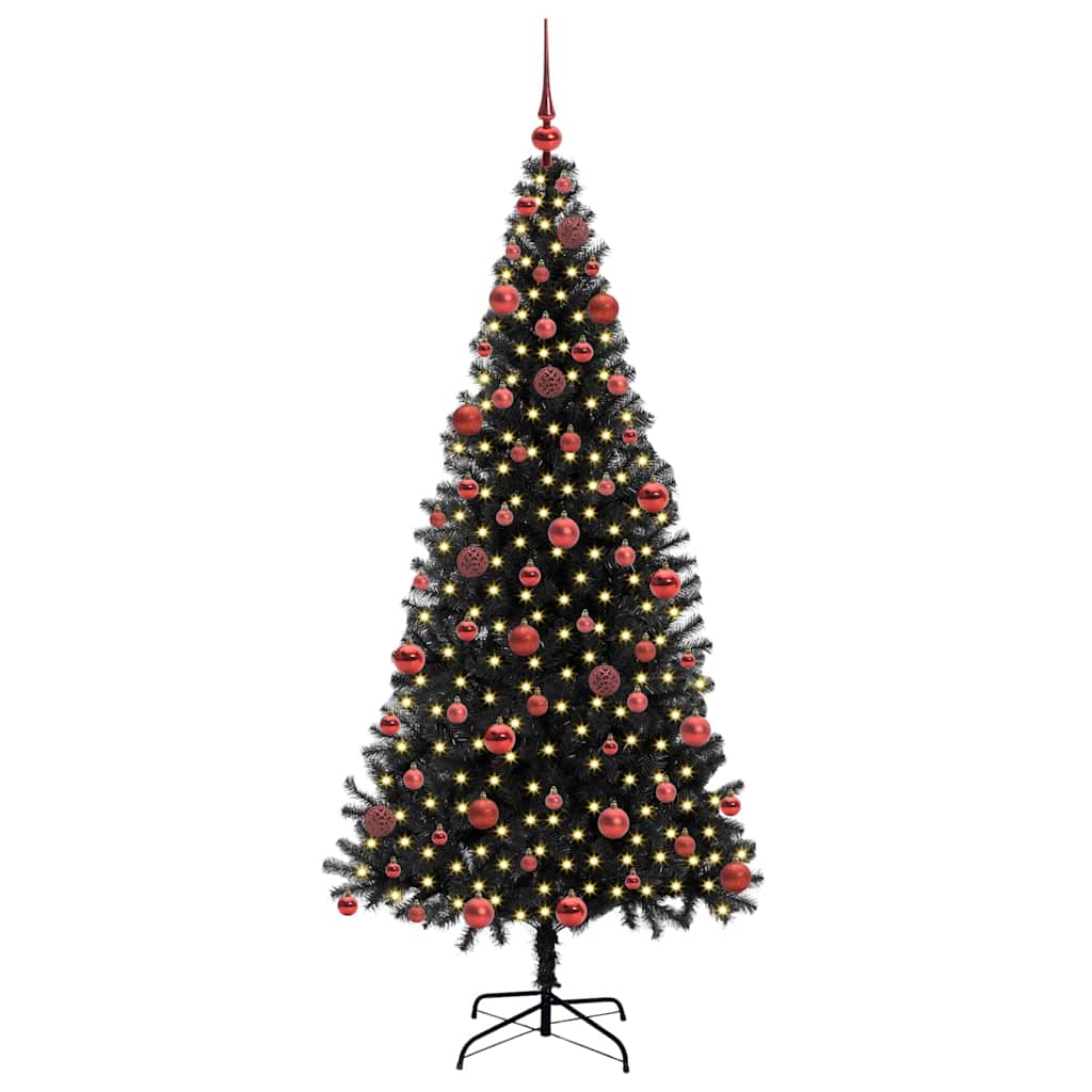 Sapin de Noël avec 300 LED avec support Noir 180 cm PVC - XIOS