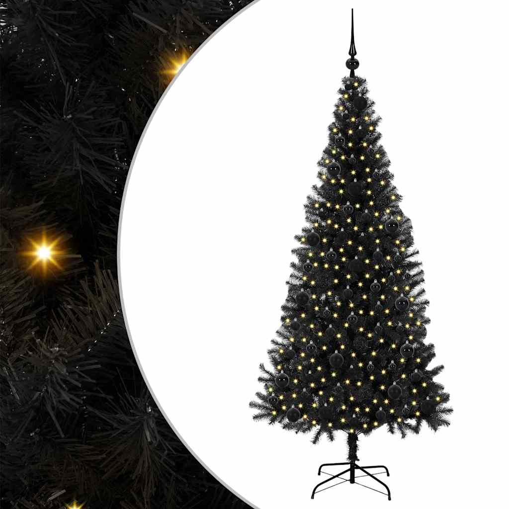 Sapin de Noël avec 300 LED avec support Noir 180 cm PVC - XIOS