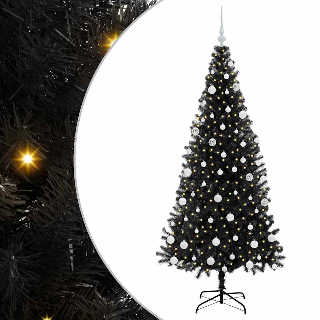 Sapin de Noël avec 300 LED avec support Noir 180 cm PVC - XIOS
