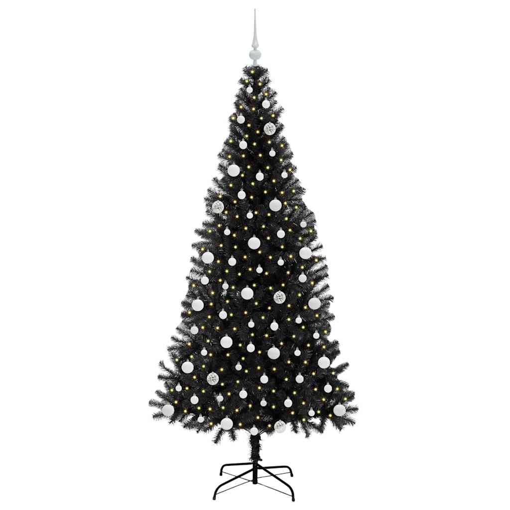 Sapin de Noël avec 300 LED avec support Noir 210 cm PVC - XIOS