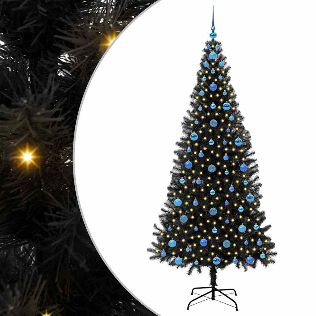 Sapin de Noël avec 300 LED avec support Noir 210 cm PVC - XIOS