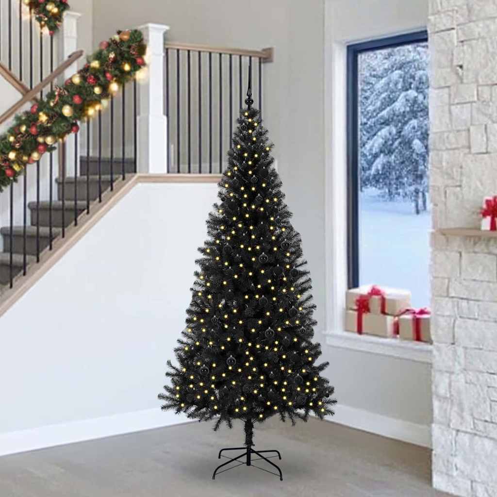 Sapin de Noël avec 300 LED avec support Noir 240 cm PVC - XIOS