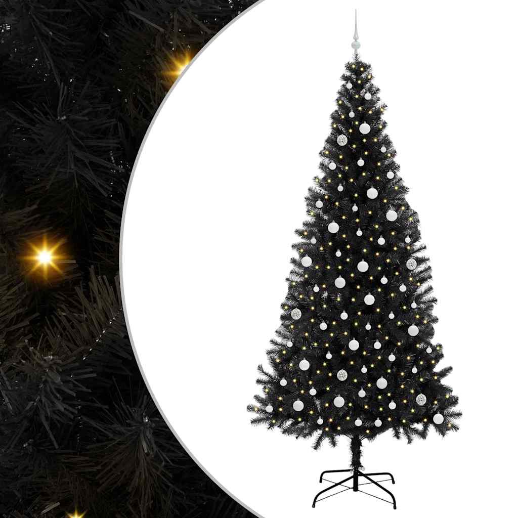 Sapin de Noël avec 300 LED avec support Noir 240 cm PVC - XIOS