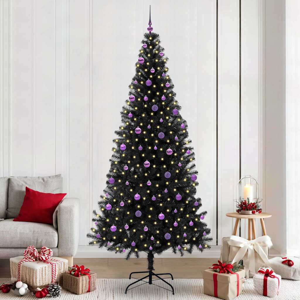 Sapin de Noël avec 300 LED avec support Noir 240 cm PVC - XIOS