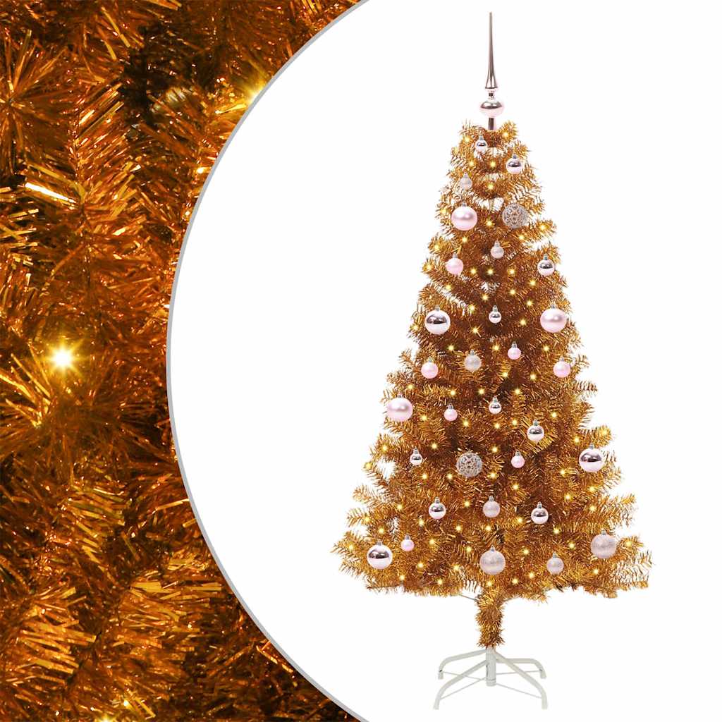 Sapin de Noël avec 150 LED avec support Doré 150 cm PET - XIOS