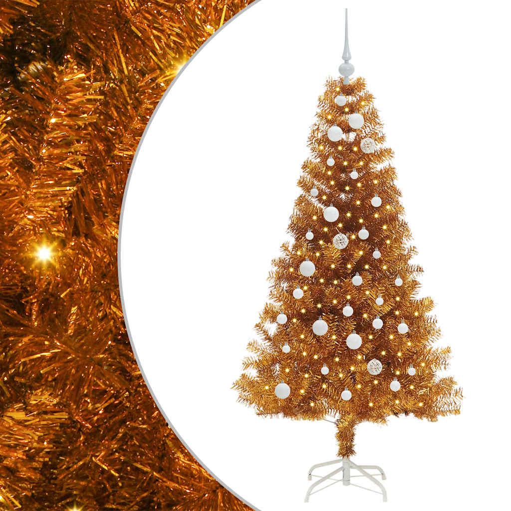 Sapin de Noël avec 150 LED avec support Doré 150 cm PET - XIOS