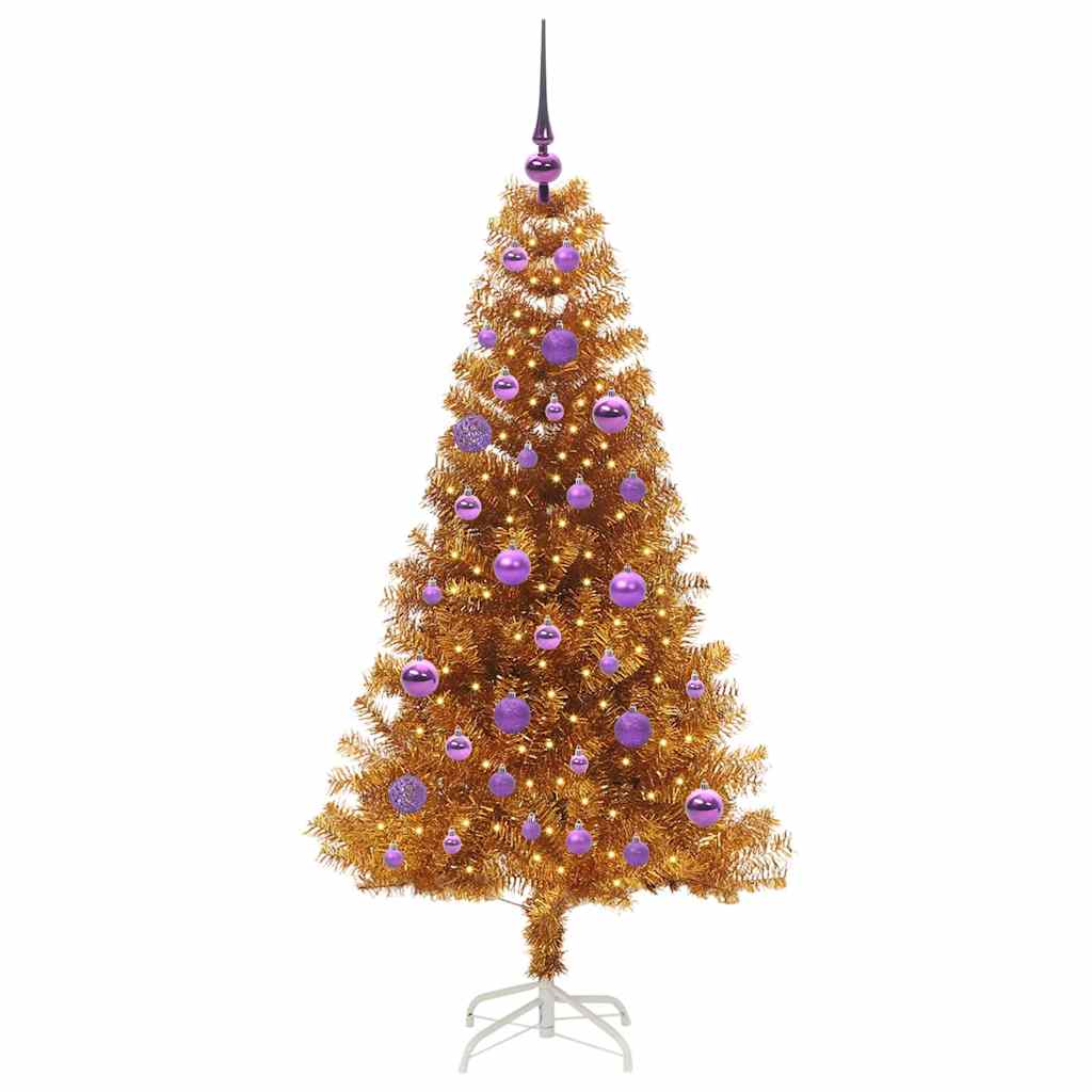 Sapin de Noël avec 150 LED avec support Doré 150 cm PET - XIOS
