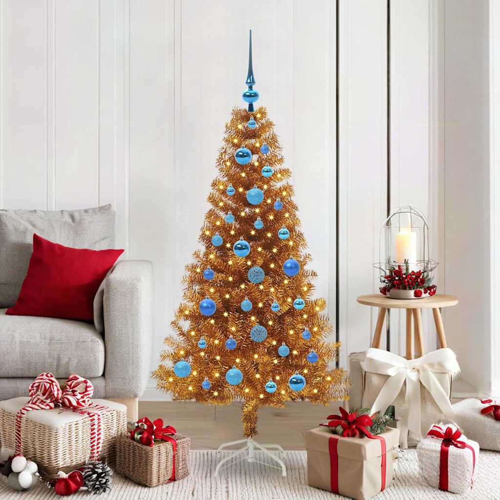 Sapin de Noël avec 150 LED avec support Doré 150 cm PET - XIOS