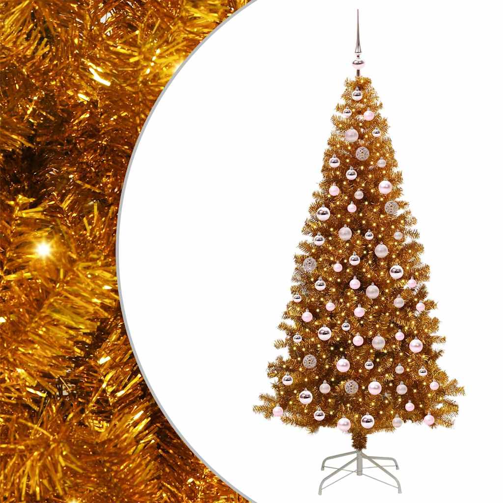 Sapin de Noël avec 300 LED avec support Doré 210 cm PET - XIOS