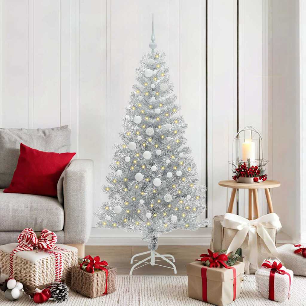 Sapin de Noël avec 150 LED avec support Argent 150 cm PET - XIOS