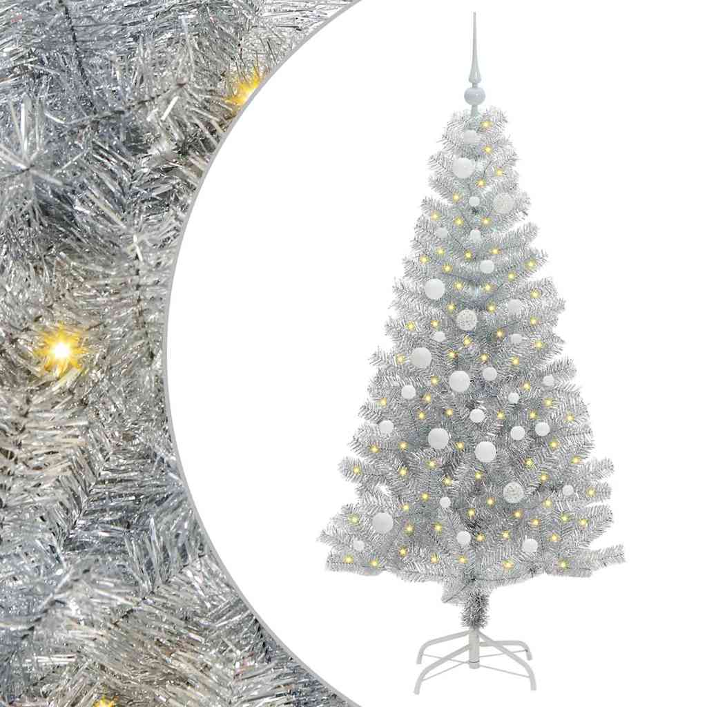 Sapin de Noël avec 150 LED avec support Argent 150 cm PET - XIOS
