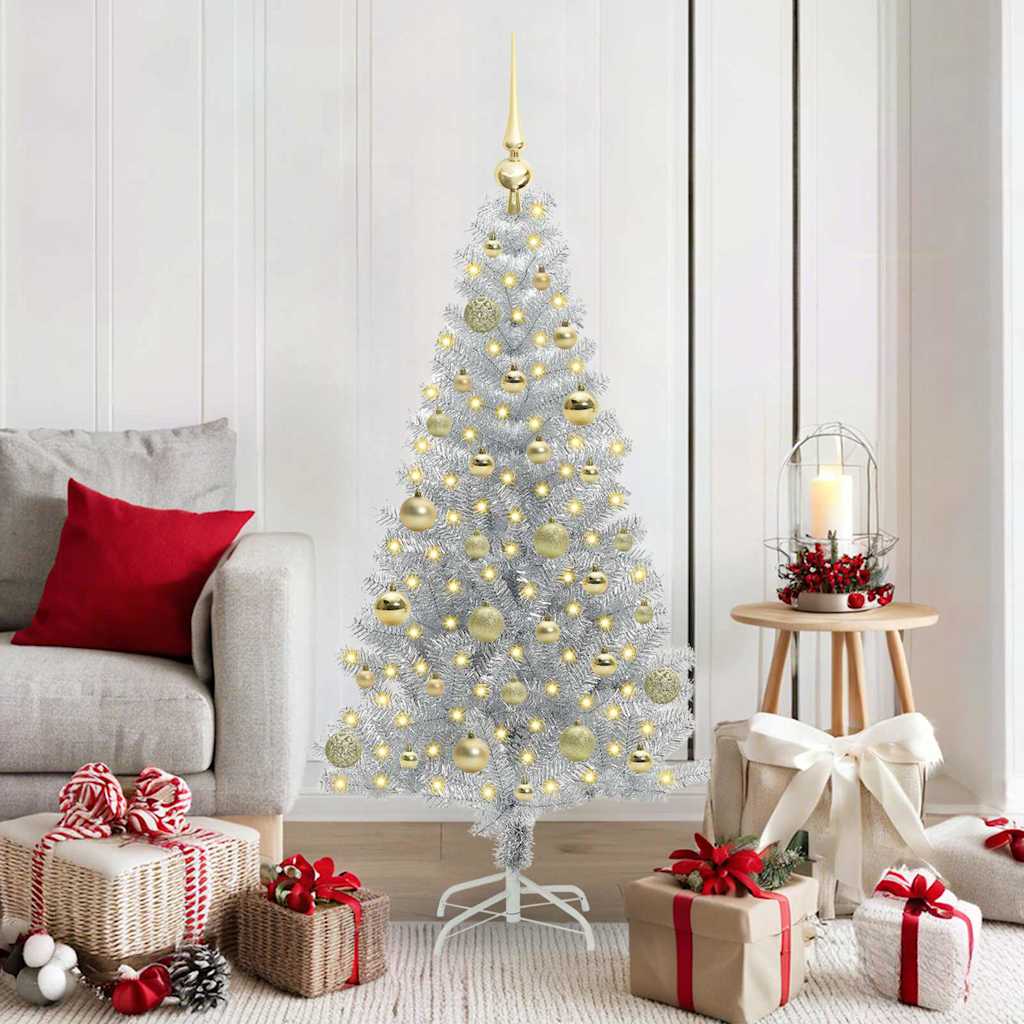 Sapin de Noël avec 150 LED avec support Argent 150 cm PET - XIOS