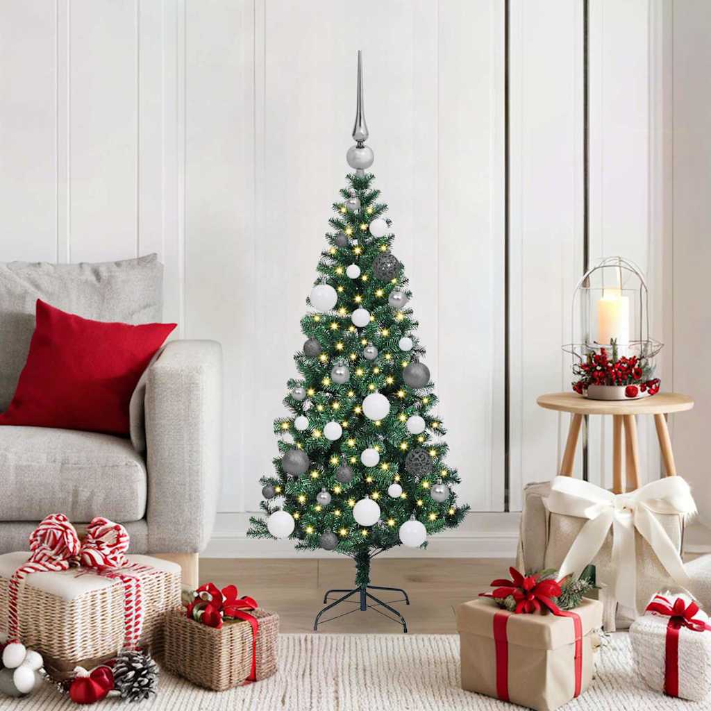 Sapin de Noël artificiel pré-éclairé Vert 120 cm PVC et métal - XIOS