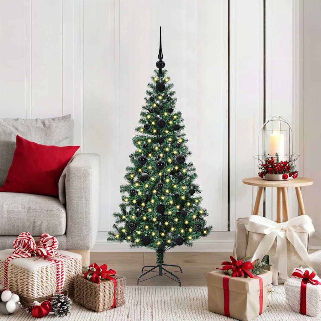 Sapin de Noël artificiel pré-éclairé Vert 120 cm PVC et métal - XIOS