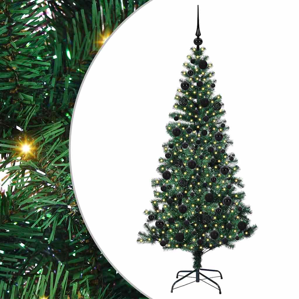 Sapin de Noël artificiel pré-éclairé Vert 180 cm PVC et métal - XIOS