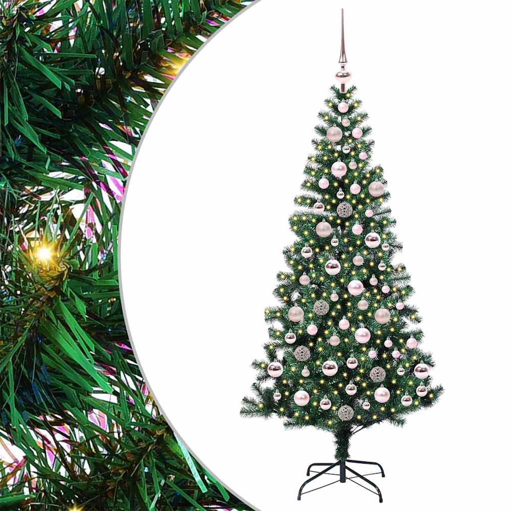 Sapin de Noël artificiel pré-éclairé Vert 180 cm PVC et métal - XIOS