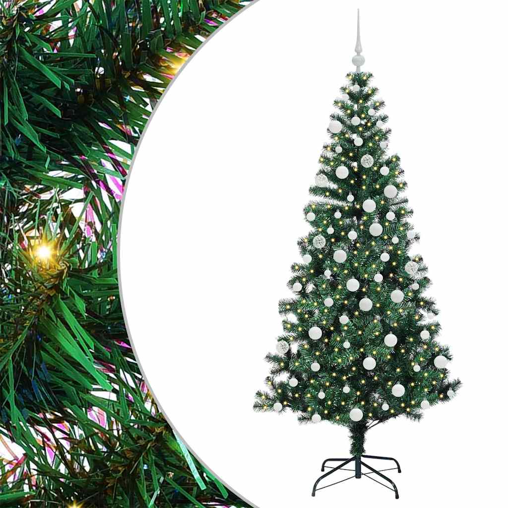 Sapin de Noël artificiel pré-éclairé Vert 180 cm PVC et métal - XIOS