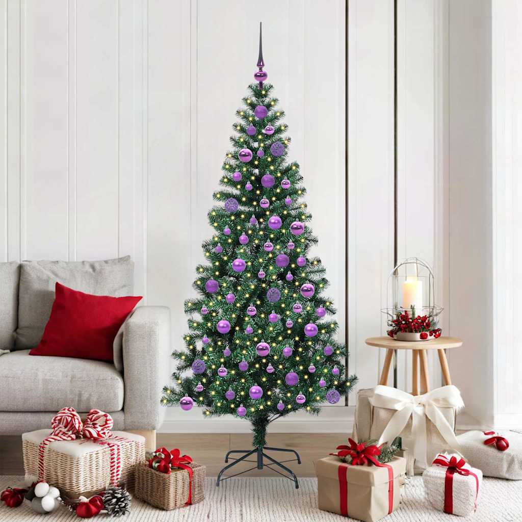 Sapin de Noël artificiel pré-éclairé Vert 180 cm PVC et métal - XIOS