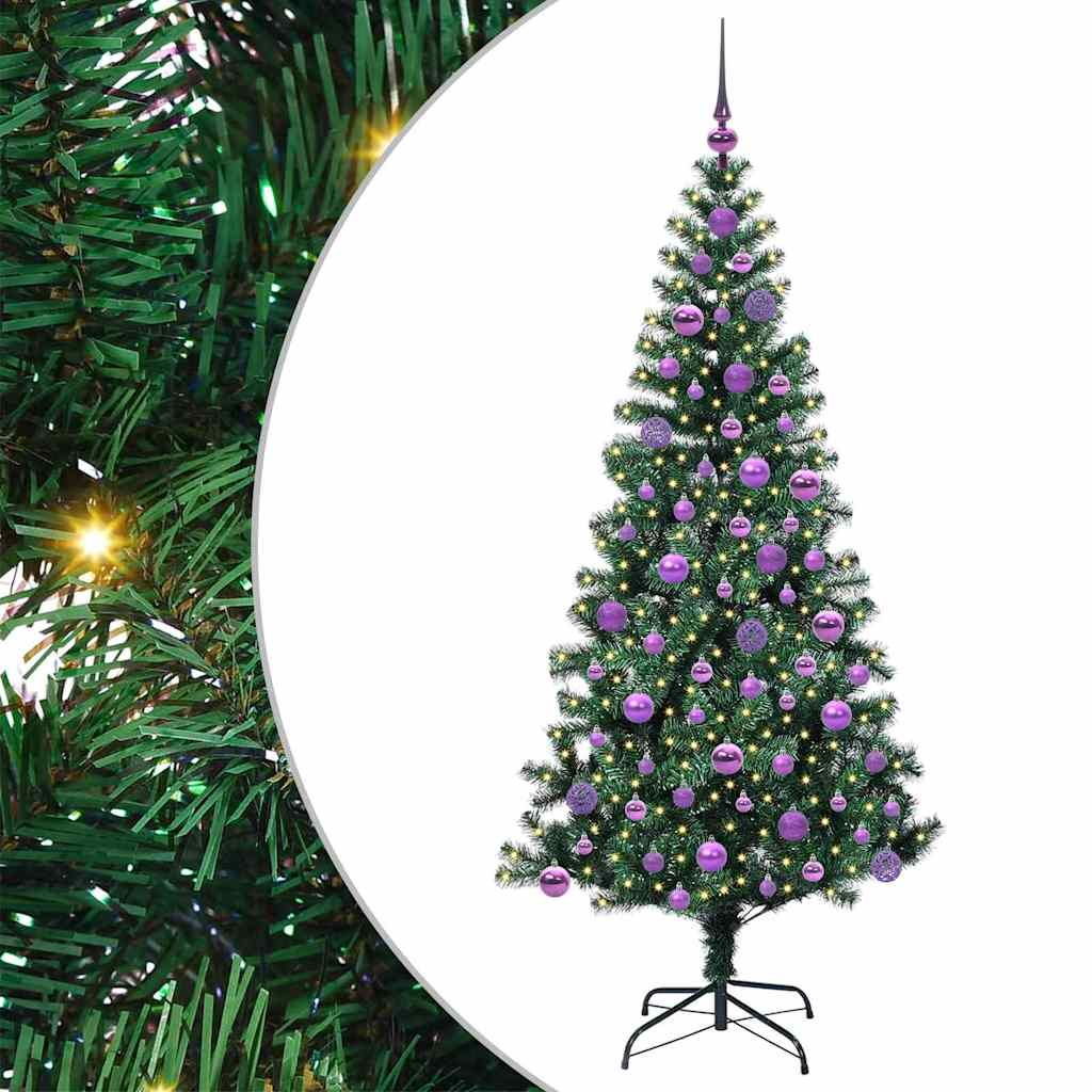 Sapin de Noël artificiel pré-éclairé Vert 180 cm PVC et métal - XIOS