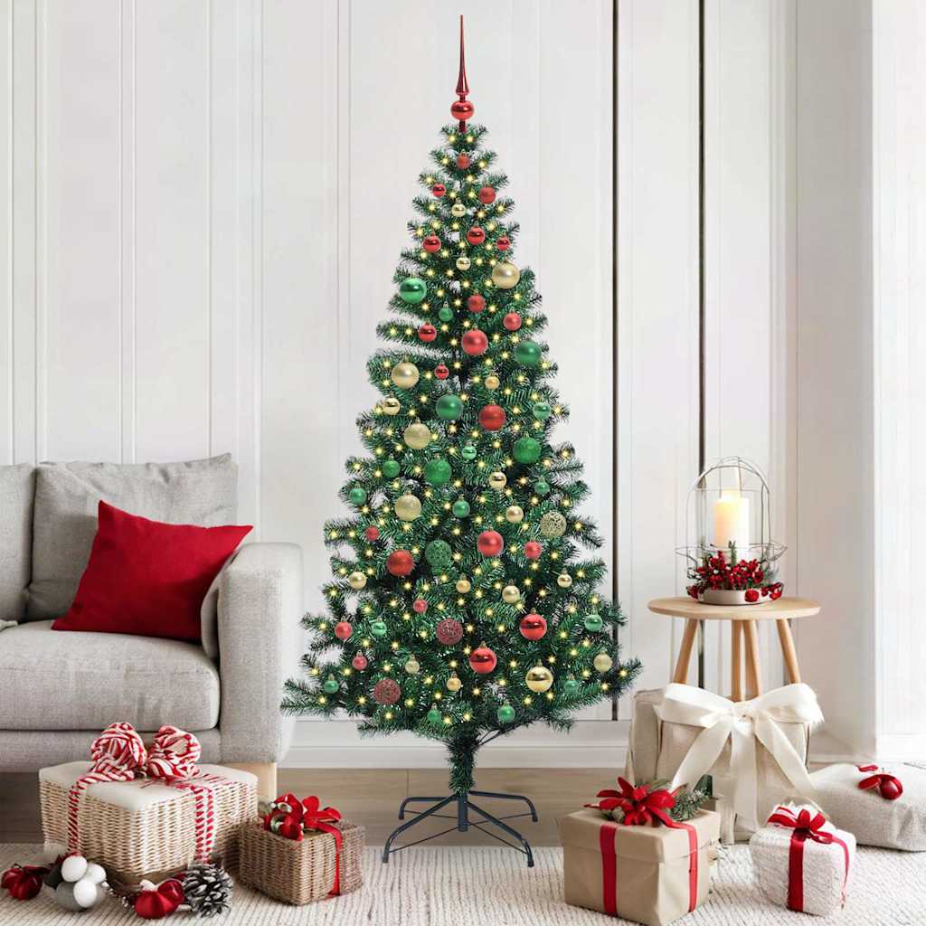 Sapin de Noël artificiel pré-éclairé Vert 180 cm PVC et métal - XIOS