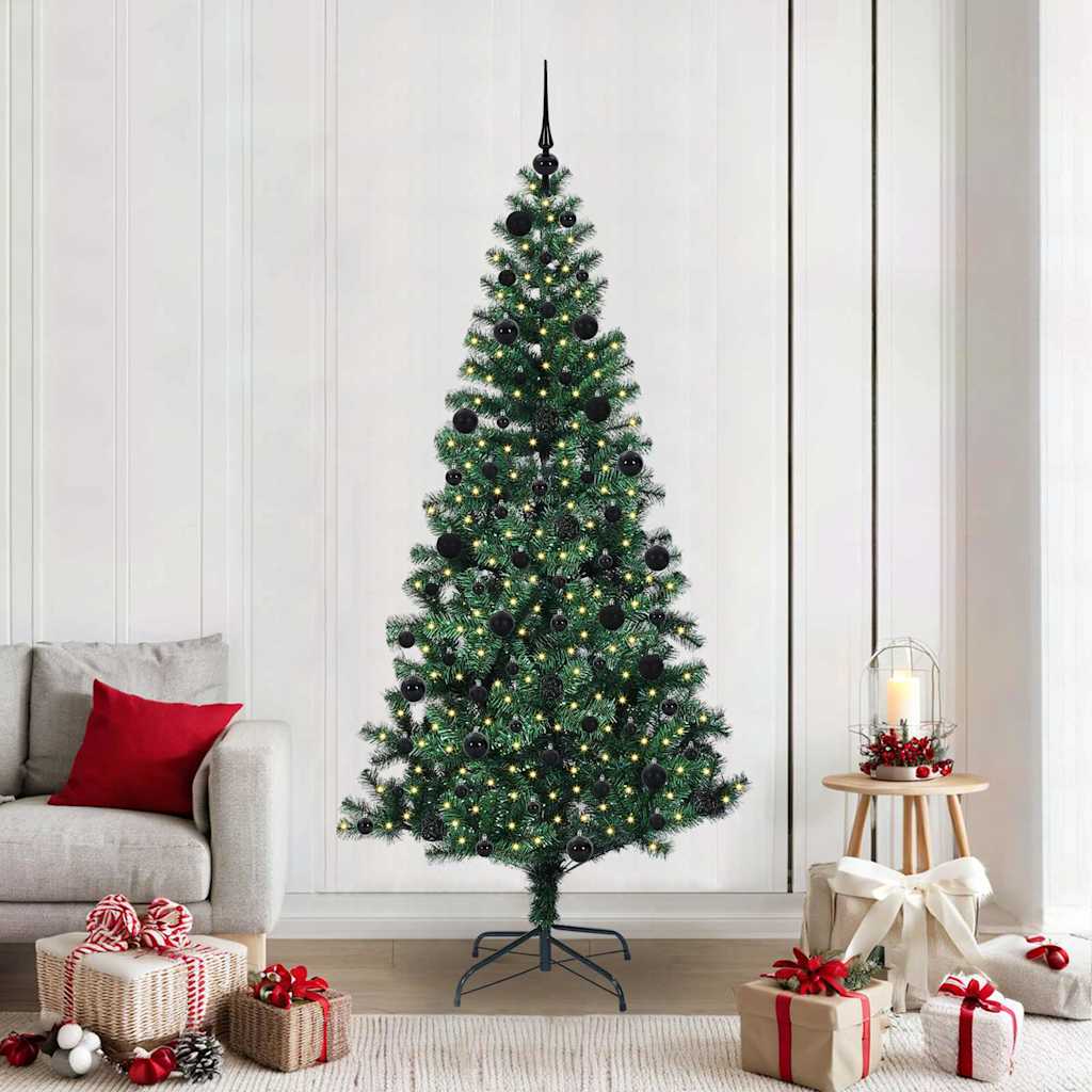 Sapin de Noël artificiel pré-éclairé Vert 210 cm PVC et métal - XIOS