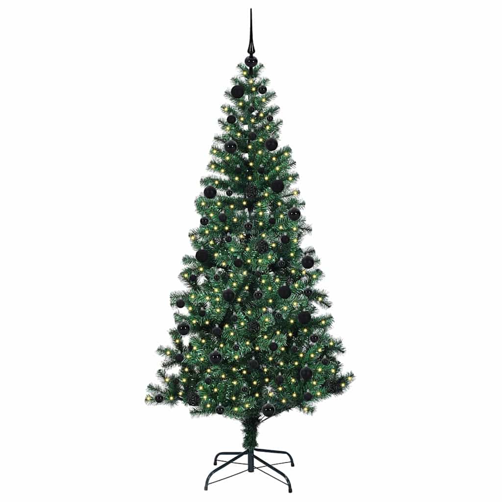 Sapin de Noël artificiel pré-éclairé Vert 210 cm PVC et métal - XIOS