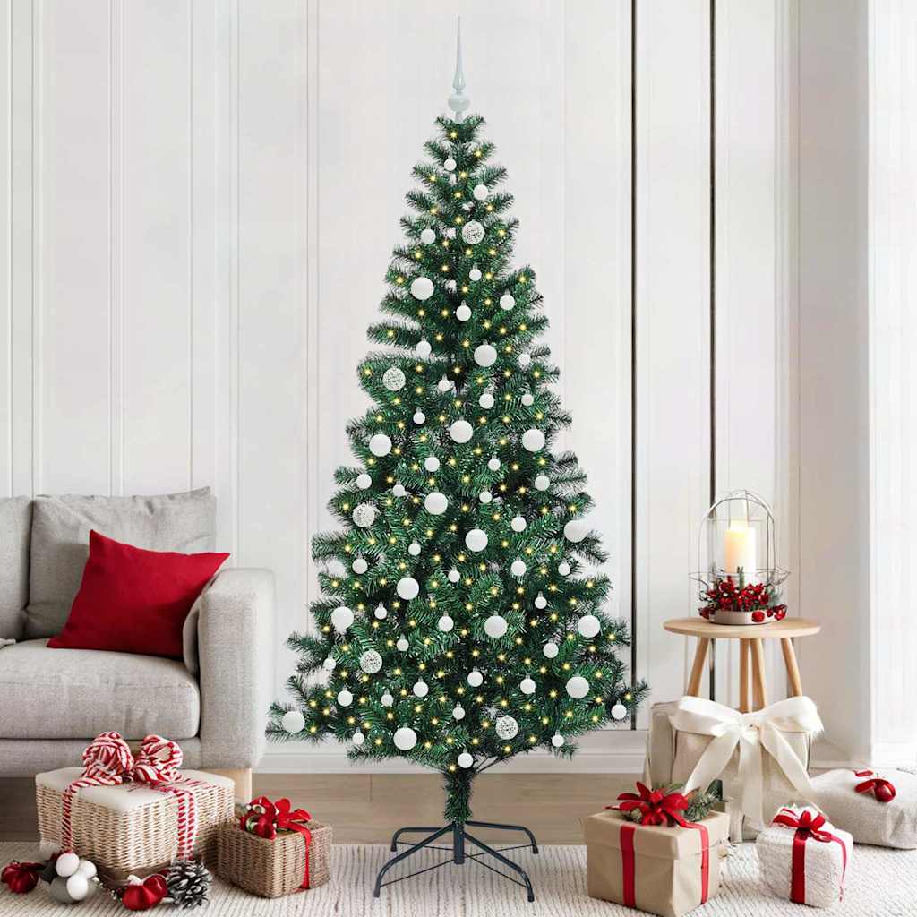 Sapin de Noël artificiel pré-éclairé Vert 210 cm PVC et métal - XIOS