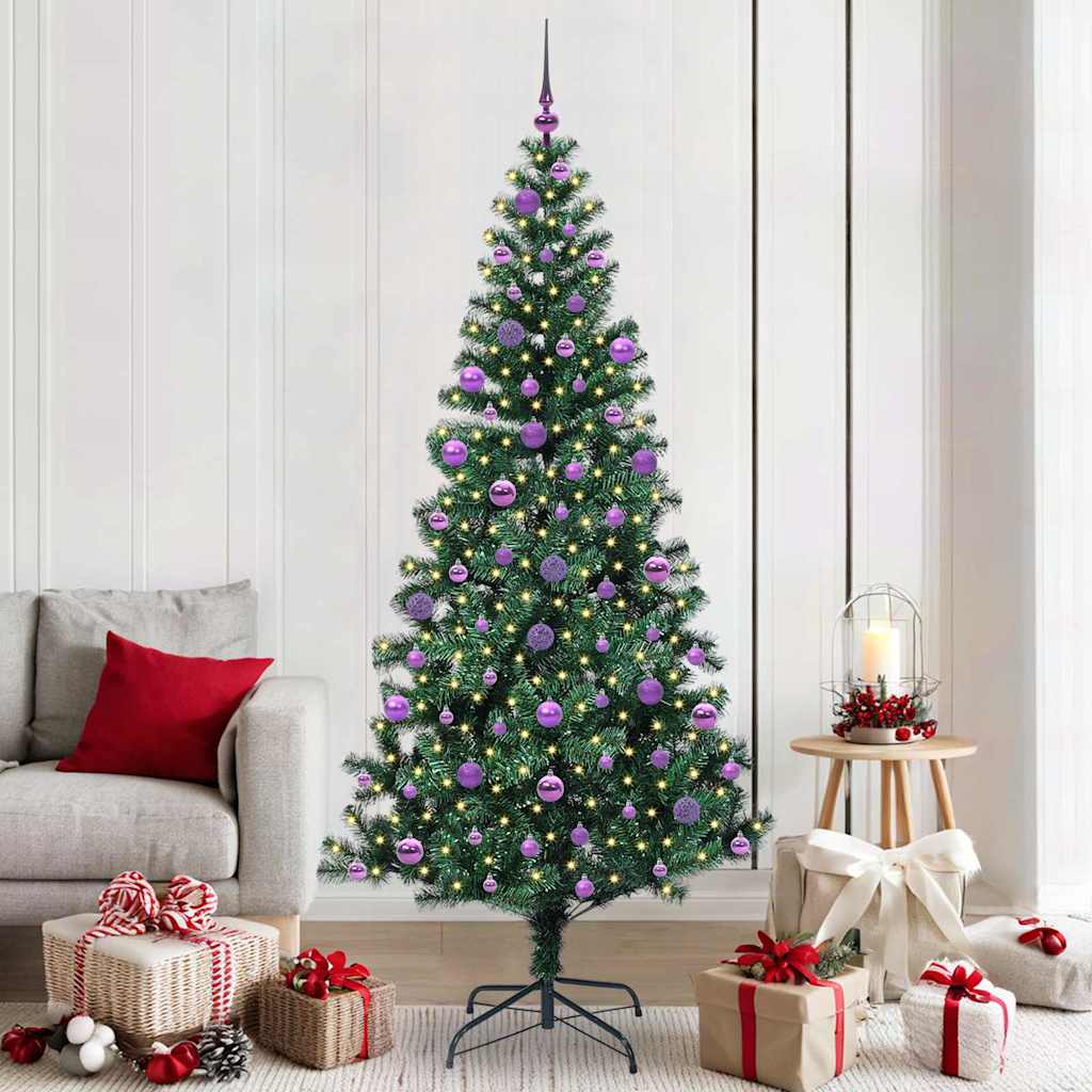 Sapin de Noël artificiel pré-éclairé Vert 210 cm PVC et métal - XIOS