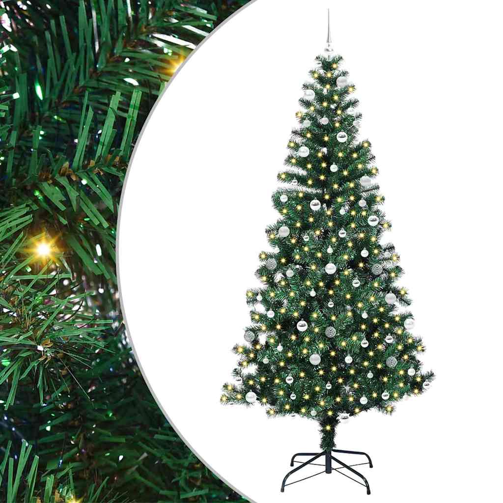 Sapin de Noël artificiel pré-éclairé Vert 240 cm PVC et métal - XIOS