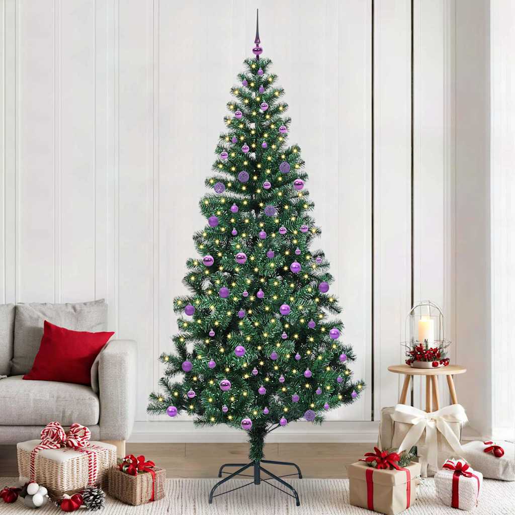 Sapin de Noël artificiel pré-éclairé Vert 240 cm PVC et métal - XIOS
