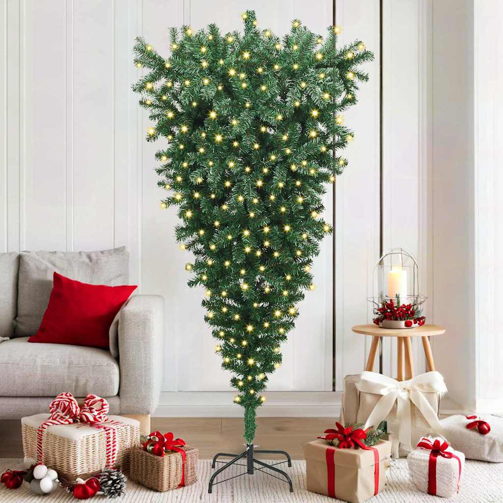 Sapin de Noël artificiel pré-éclairé à l'envers Vert 180 cm PVC - XIOS