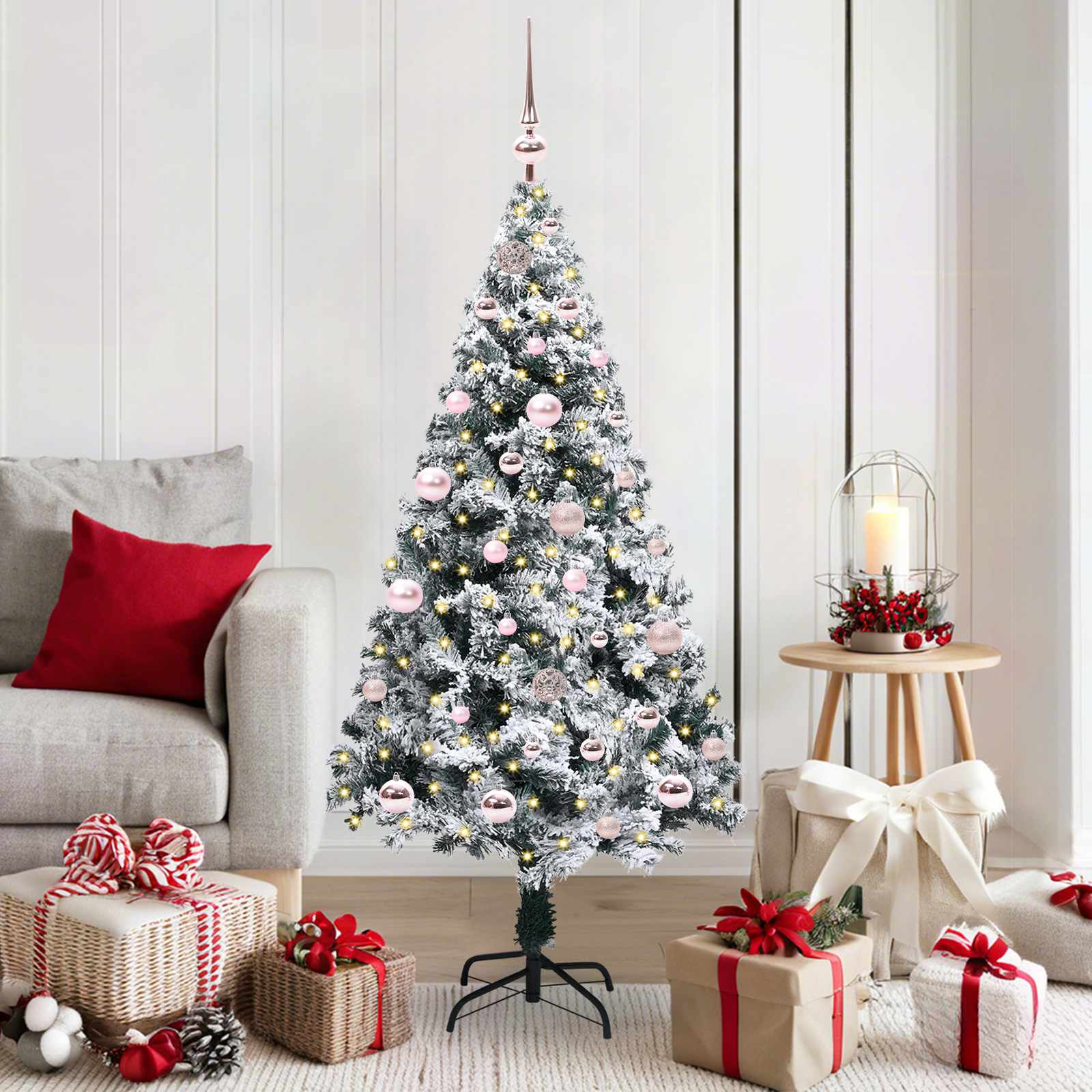 Sapin de Noël artificiel Blanc 150 cm PVC, Acier et Plastique