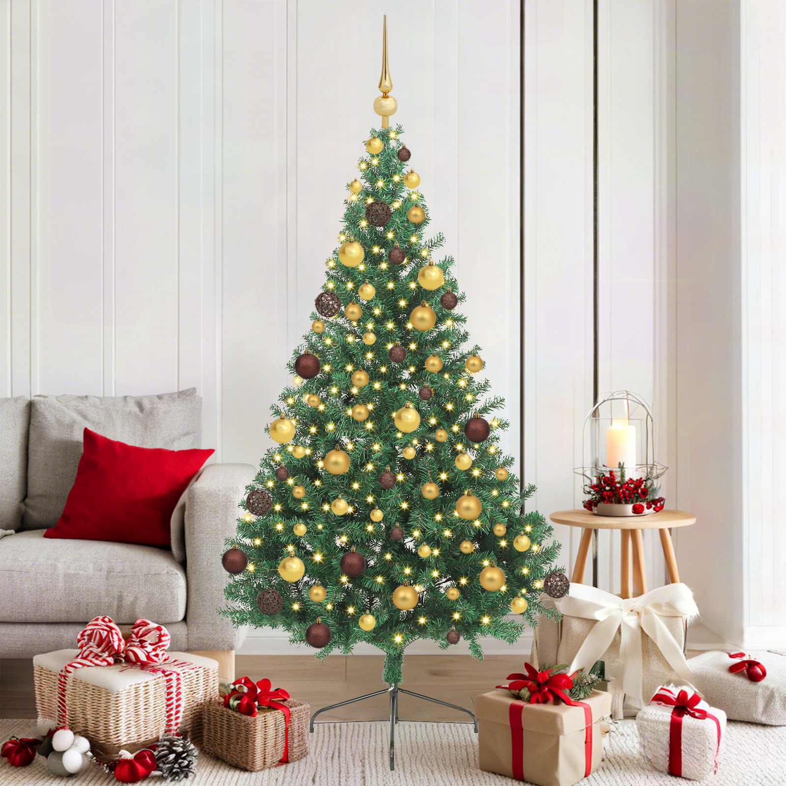 Sapin de Noël artificiel pré-éclairé Vert 180 cm PVC