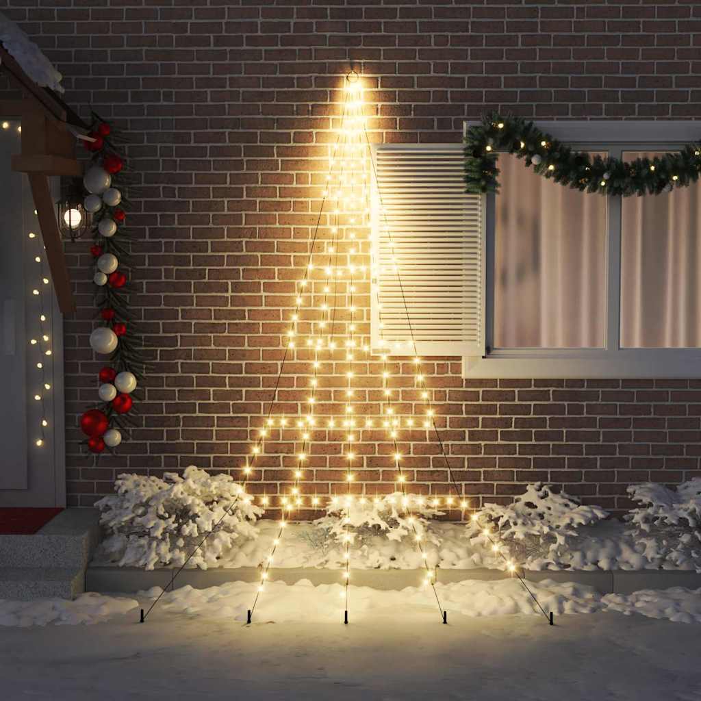 Arbre de Noël LED avec piquets au sol Blanc chaud 300 cm Métal - XIOS