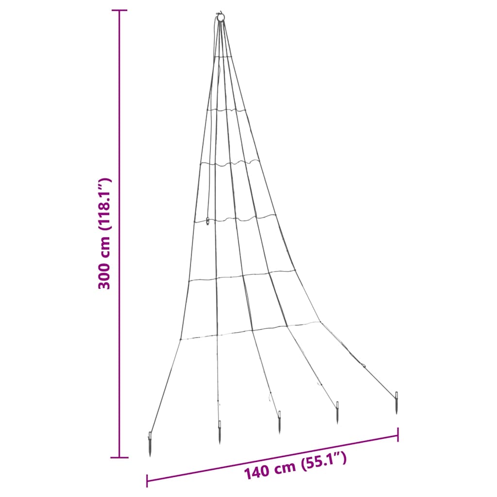 Arbre de Noël LED avec piquets au sol Blanc chaud 300 cm Métal - XIOS