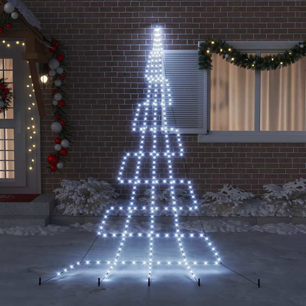 Arbre de Noël LED avec piquets au sol Blanc froid 500 cm Métal - XIOS