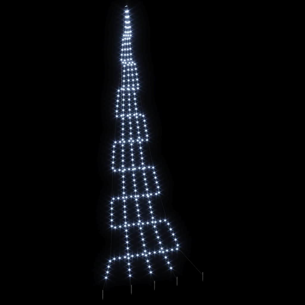 Arbre de Noël LED avec piquets au sol Blanc froid 500 cm Métal - XIOS