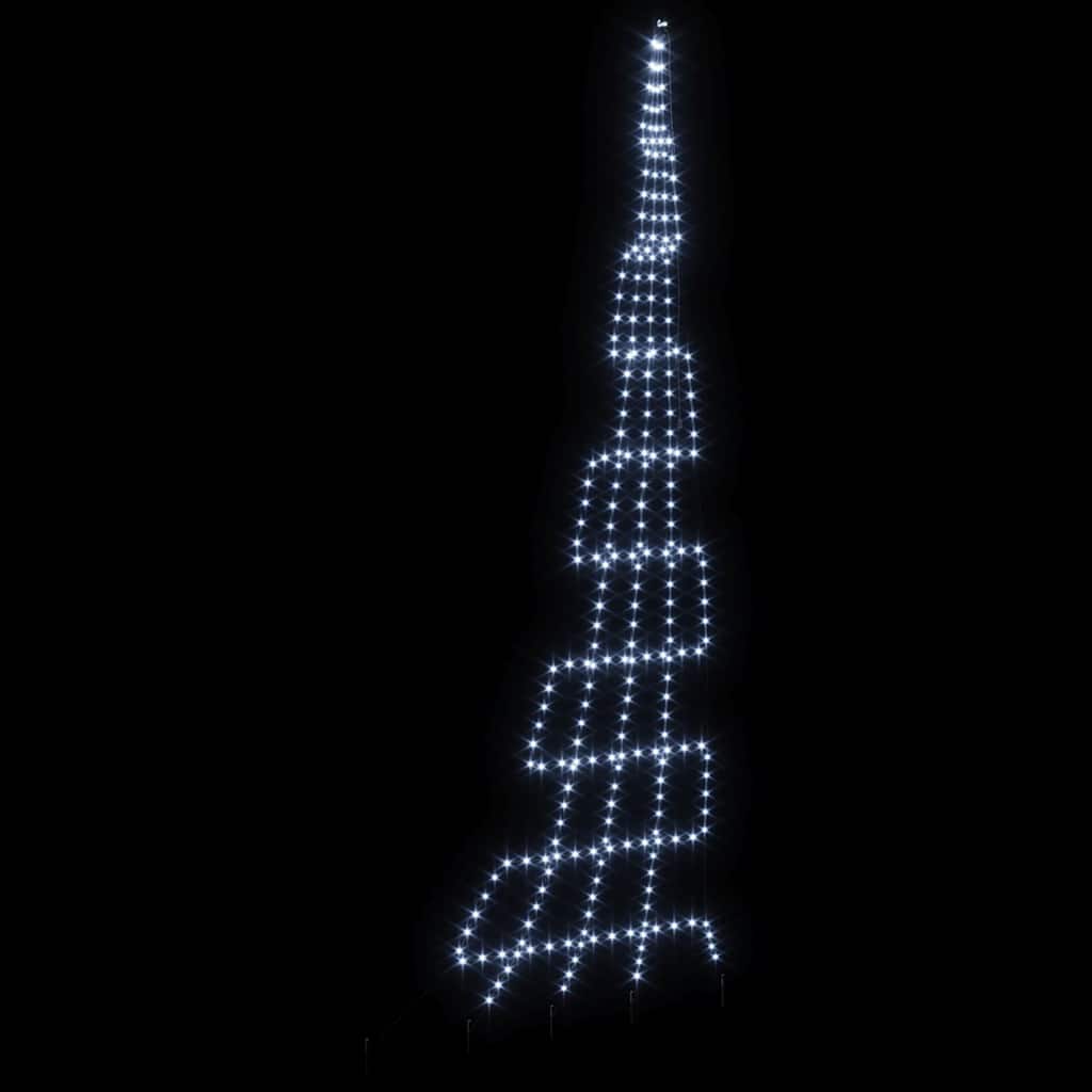 Arbre de Noël LED avec piquets au sol Blanc froid 500 cm Métal - XIOS