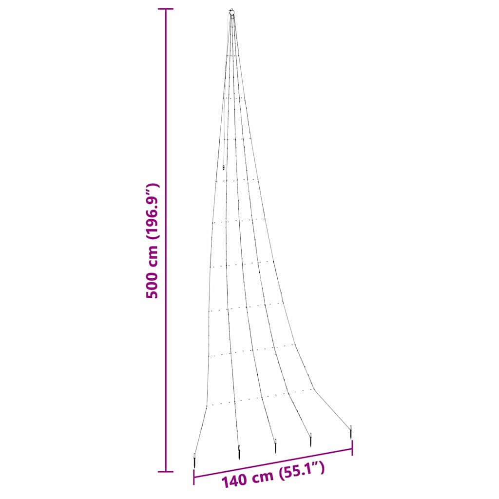 Arbre de Noël LED avec piquets au sol Blanc froid 500 cm Métal - XIOS